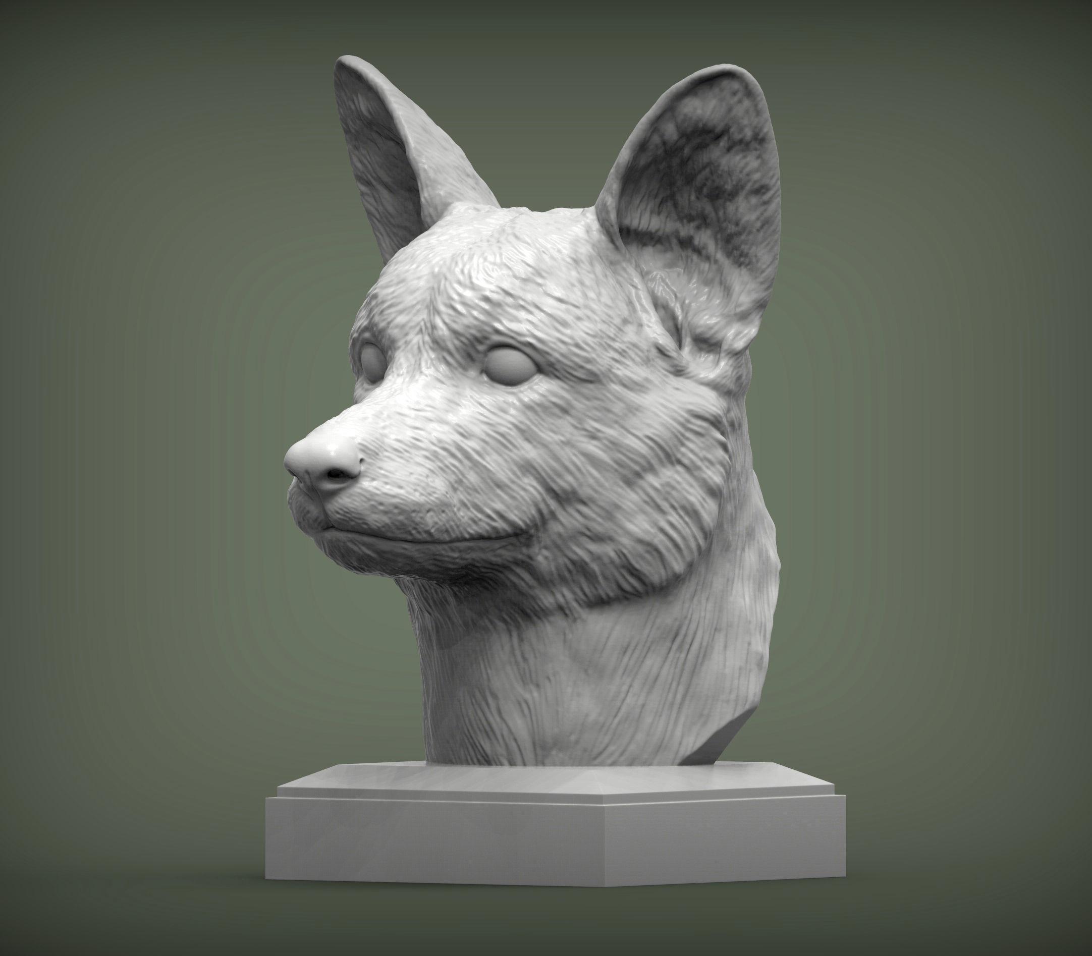 Cardigan Corgi Bust 3D print model 3D print model_1