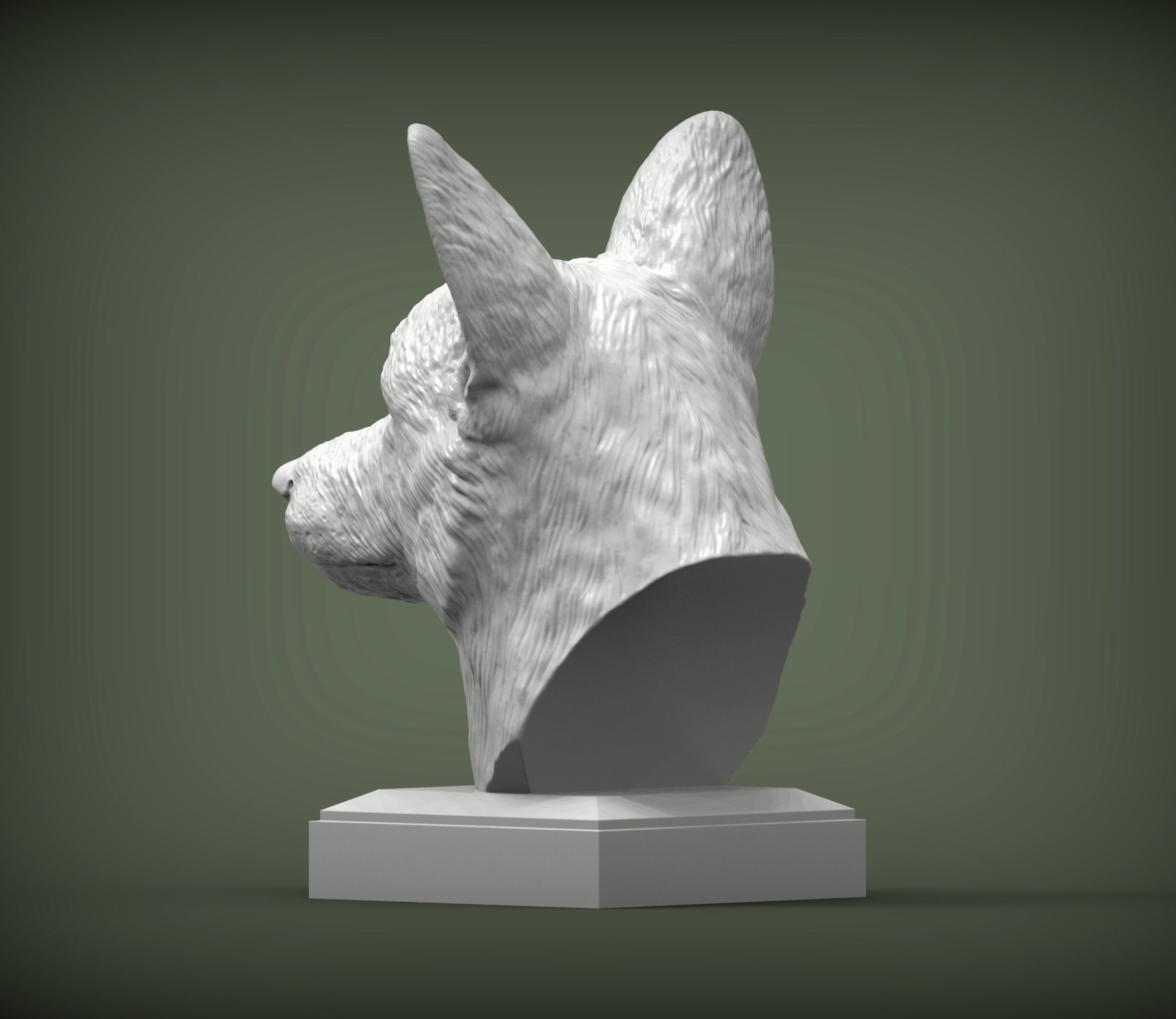 Cardigan Corgi Bust 3D print model 3D print model_3