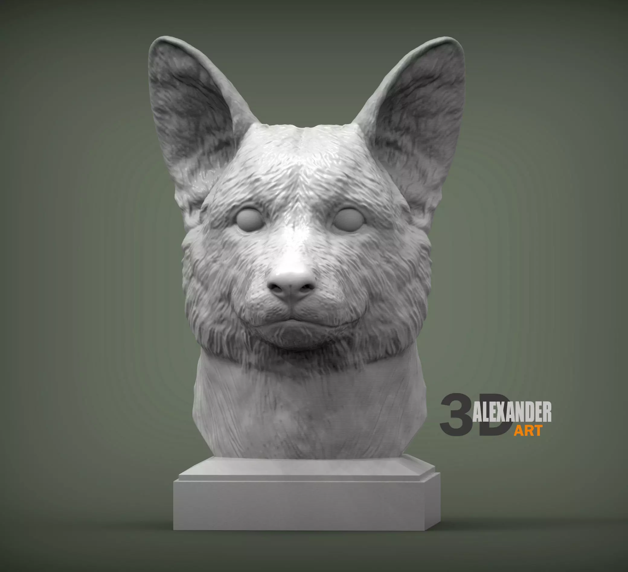 Cardigan Corgi Bust 3D print model 3D print model_0