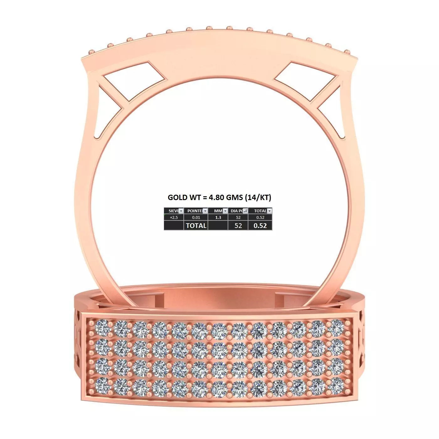 Pave set favorite popular diamond ring GR-3 3D print model