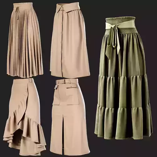 5 Long Skirt -MDClo3D -ZPRJ - FBX - OBJ