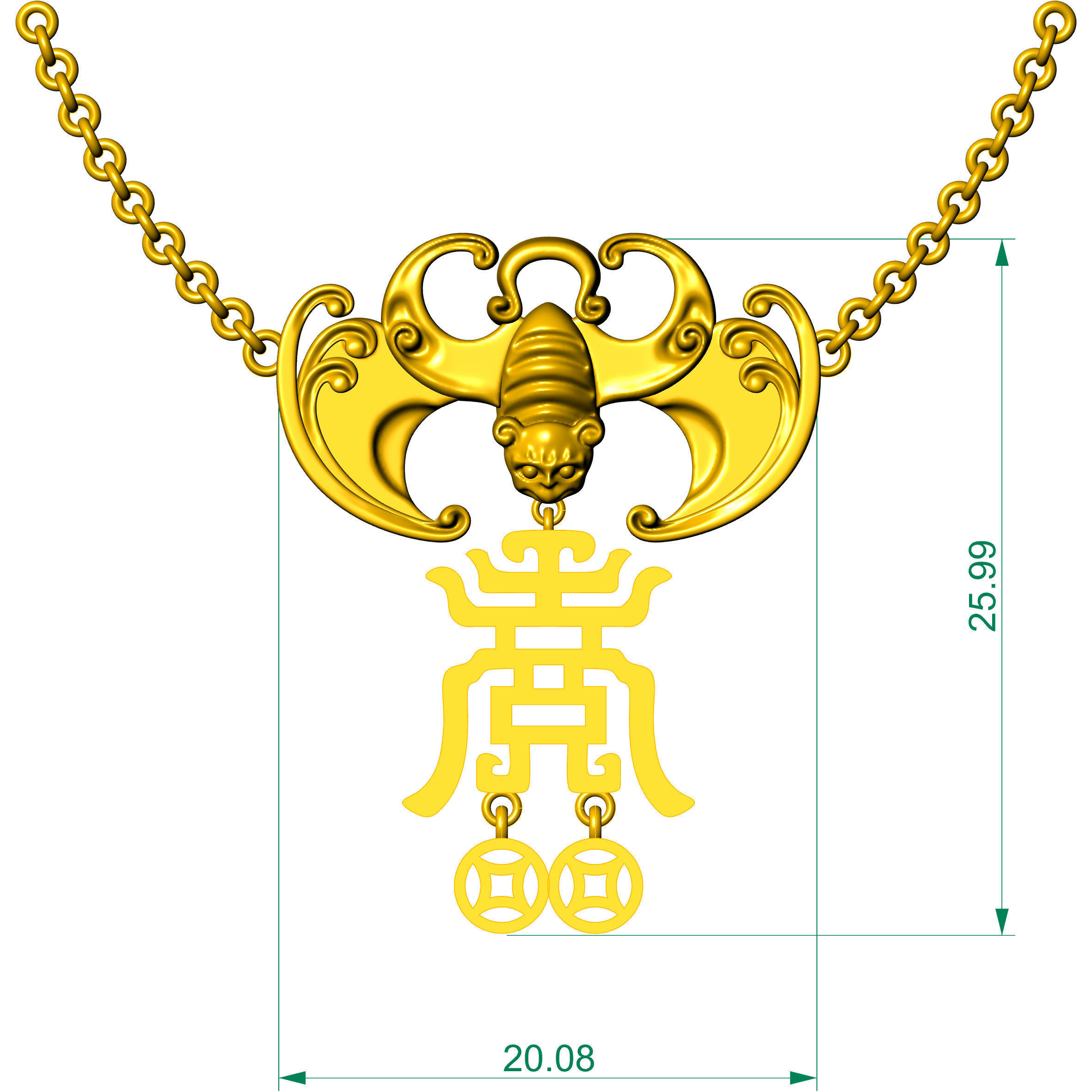 pendant bat 3D print model_2