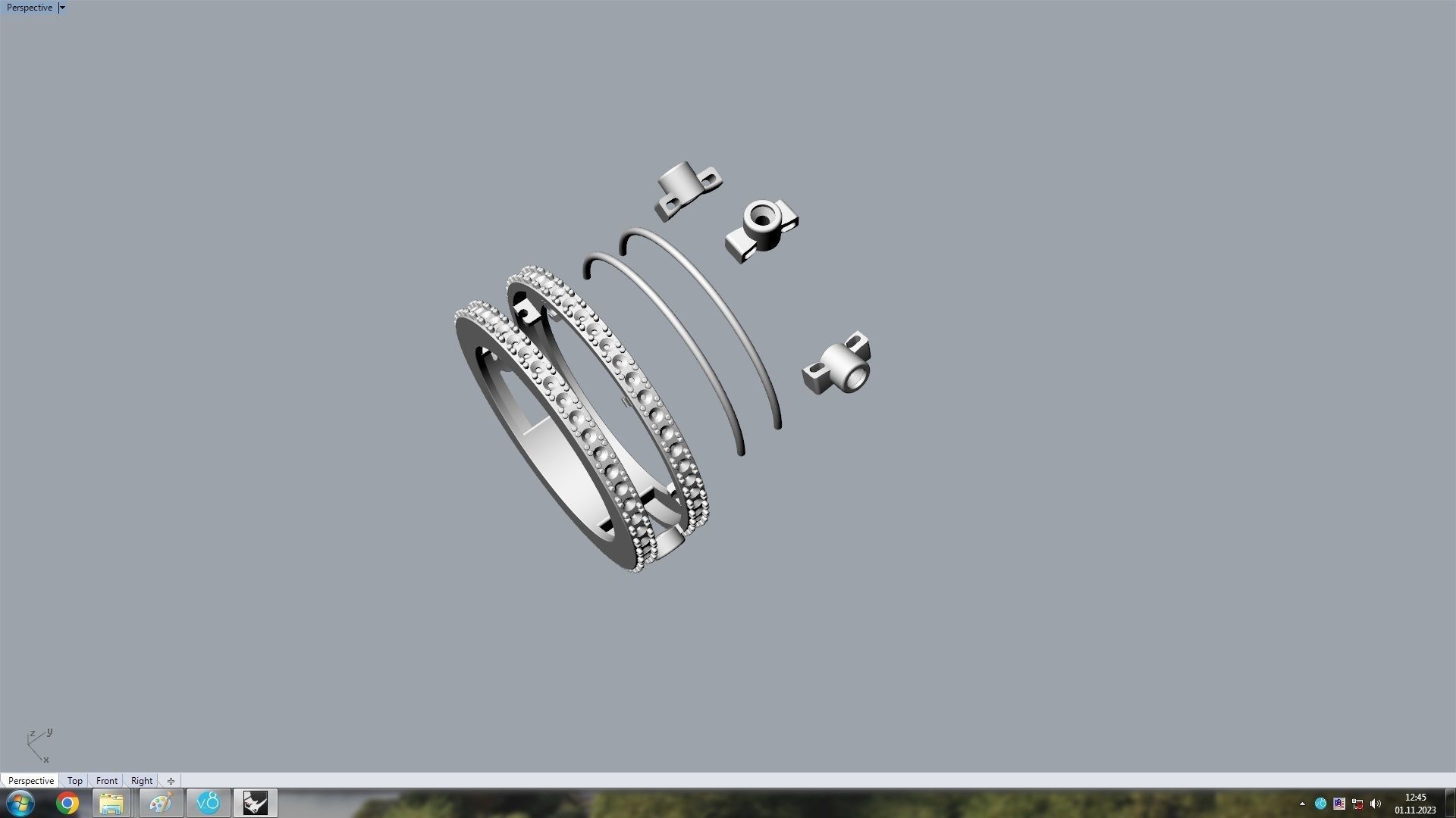 3 Diamond move Paved Romane Ring 3D print model_7