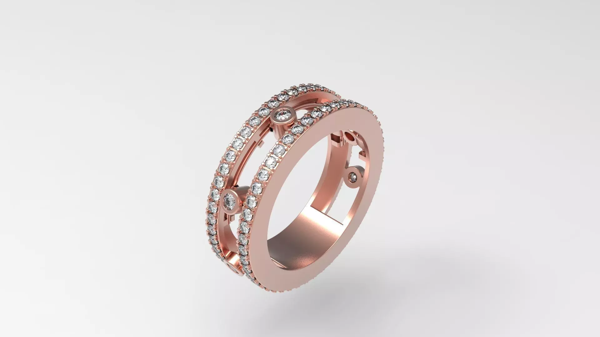 3 Diamond move Paved Romane Ring 3D print model_0