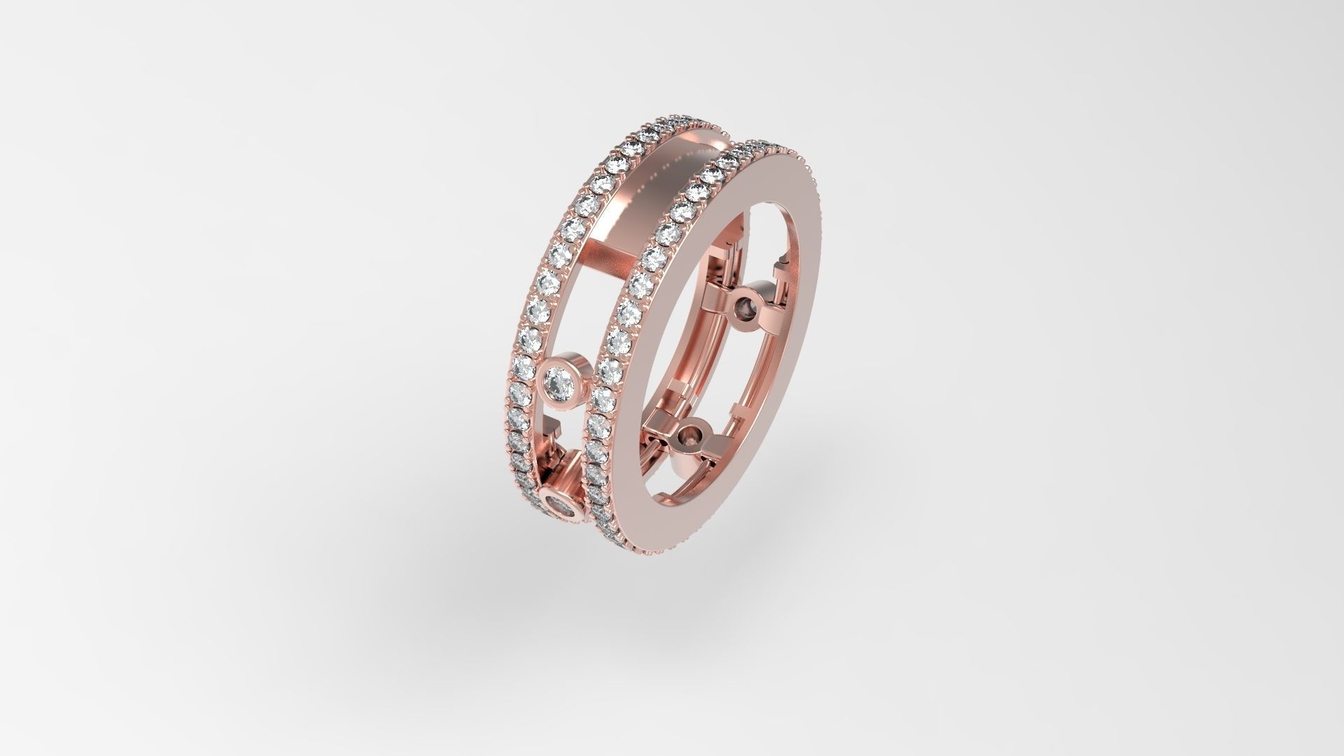 3 Diamond move Paved Romane Ring 3D print model_2