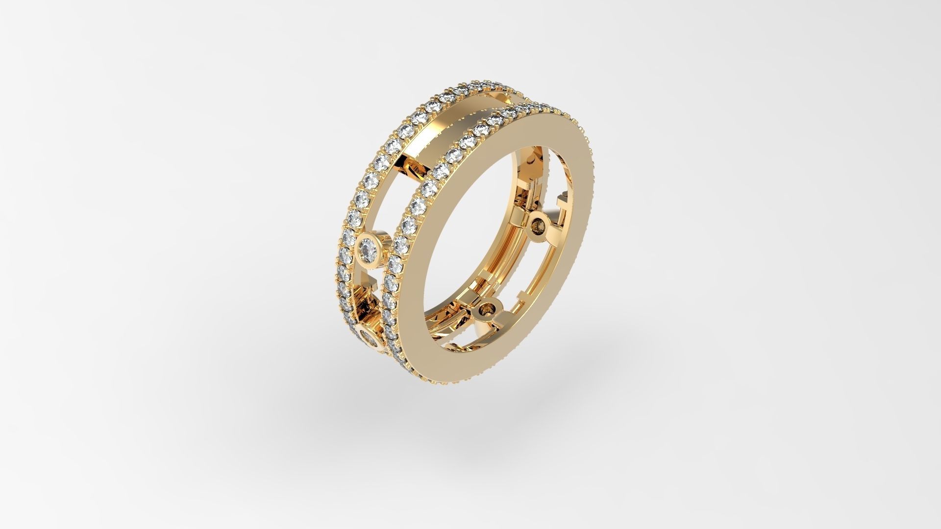 3 Diamond move Paved Romane Ring 3D print model_3