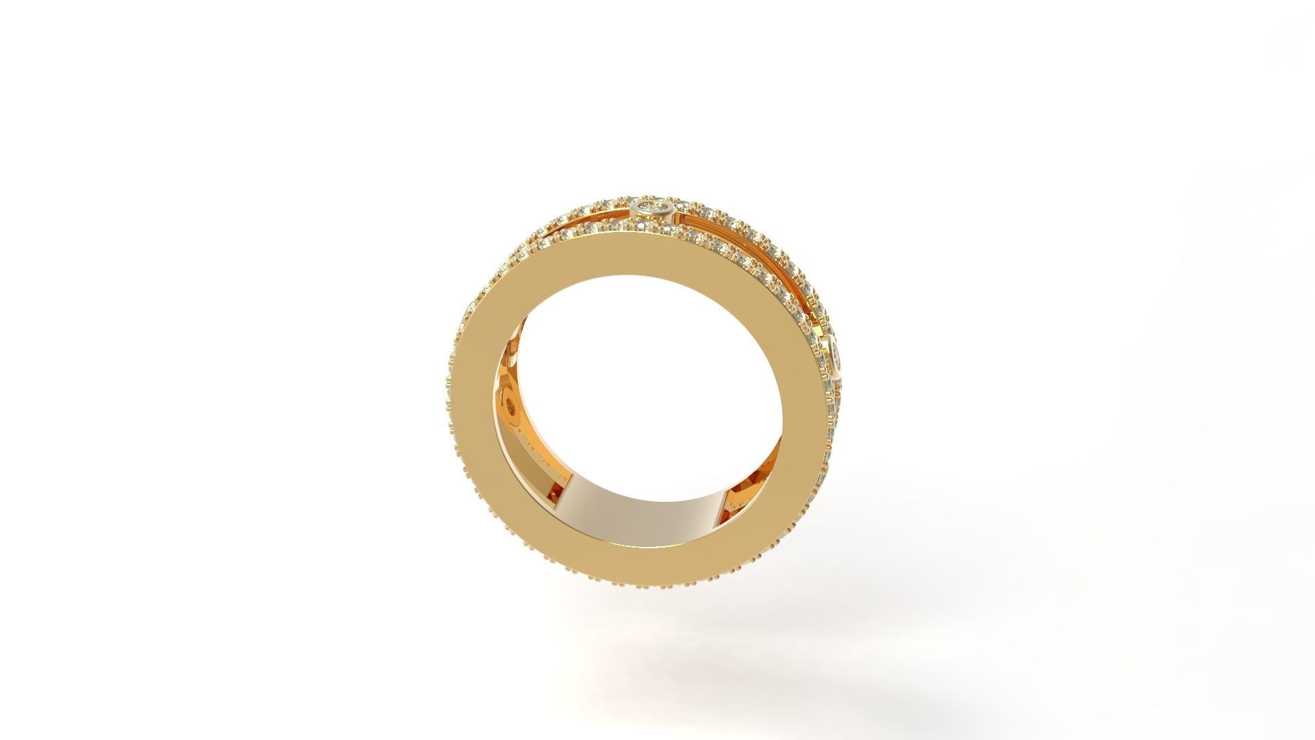 3 Diamond move Paved Romane Ring 3D print model_4