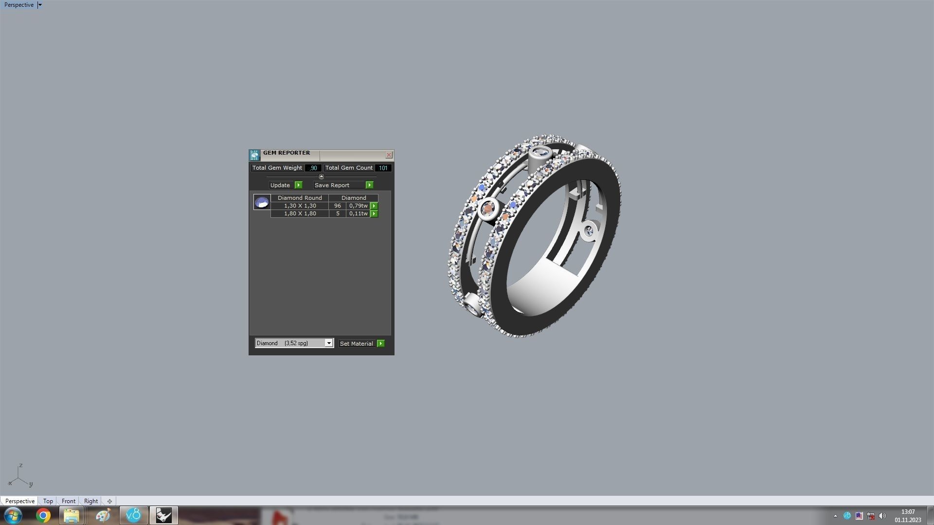 3 Diamond move Paved Romane Ring 3D print model_10