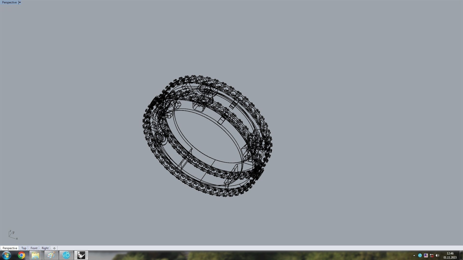 3 Diamond move Paved Romane Ring 3D print model_5