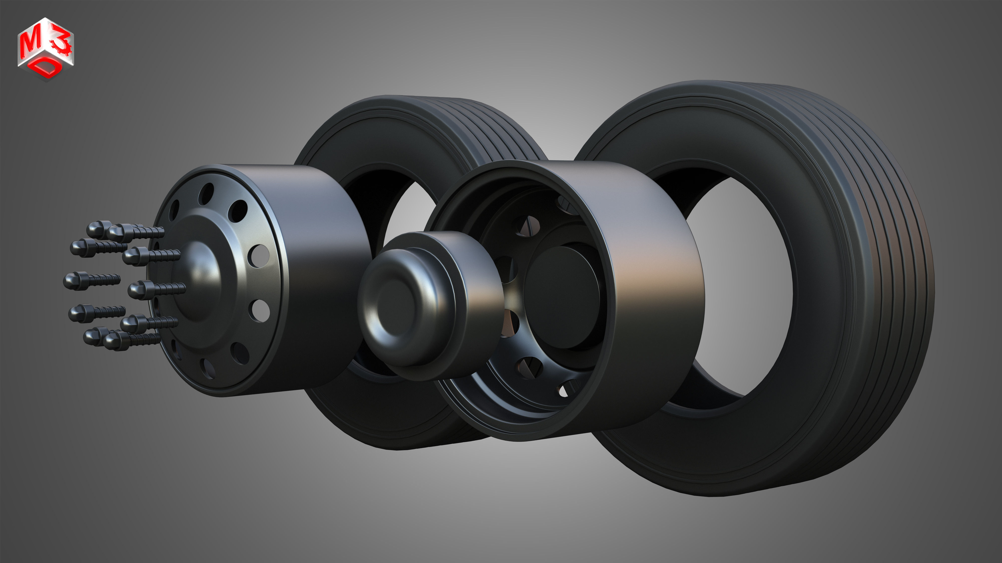 Twin Truck Wheels and Tires TWT4 3D print model_13