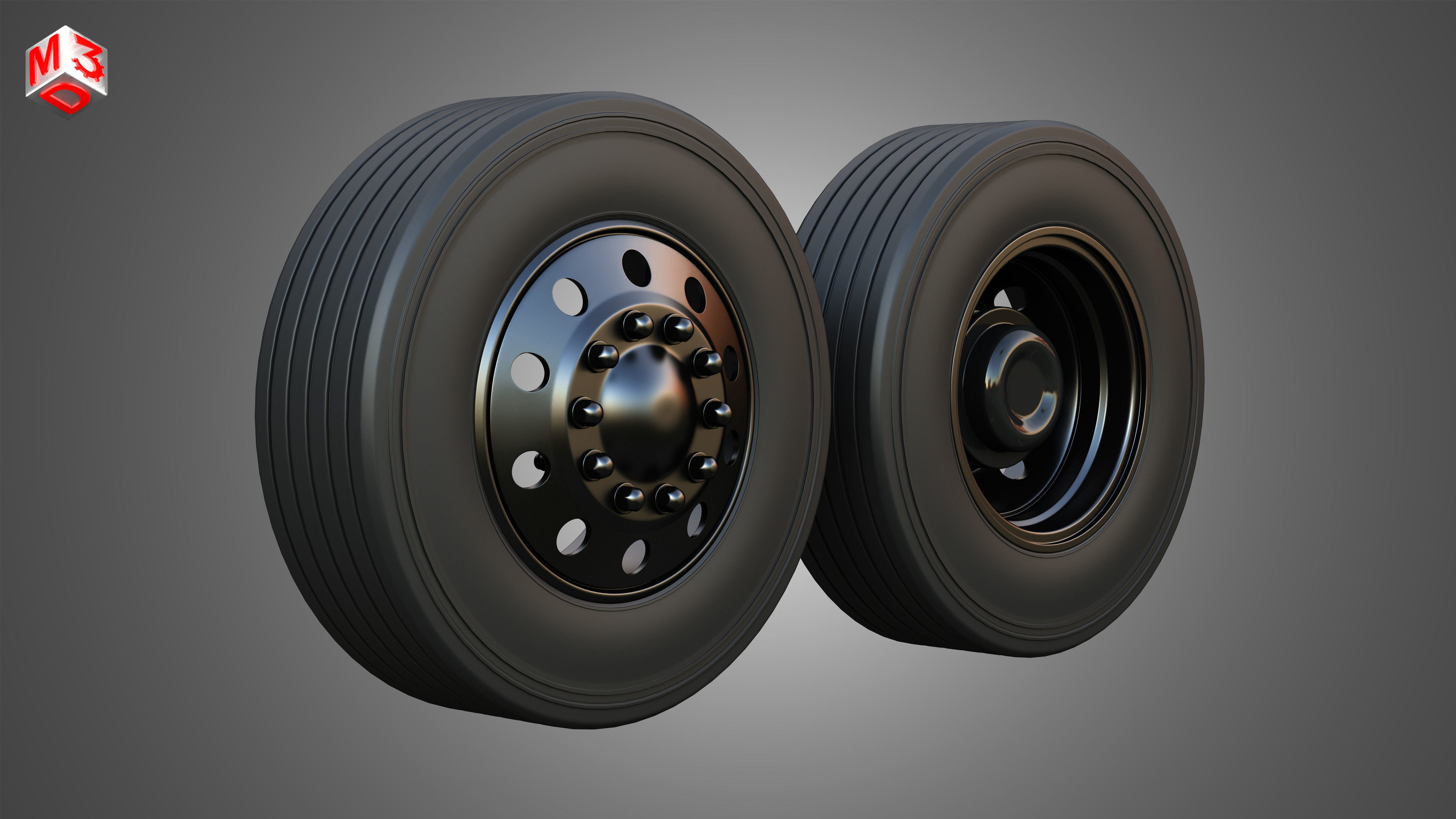 Twin Truck Wheels and Tires TWT4 3D print model_2