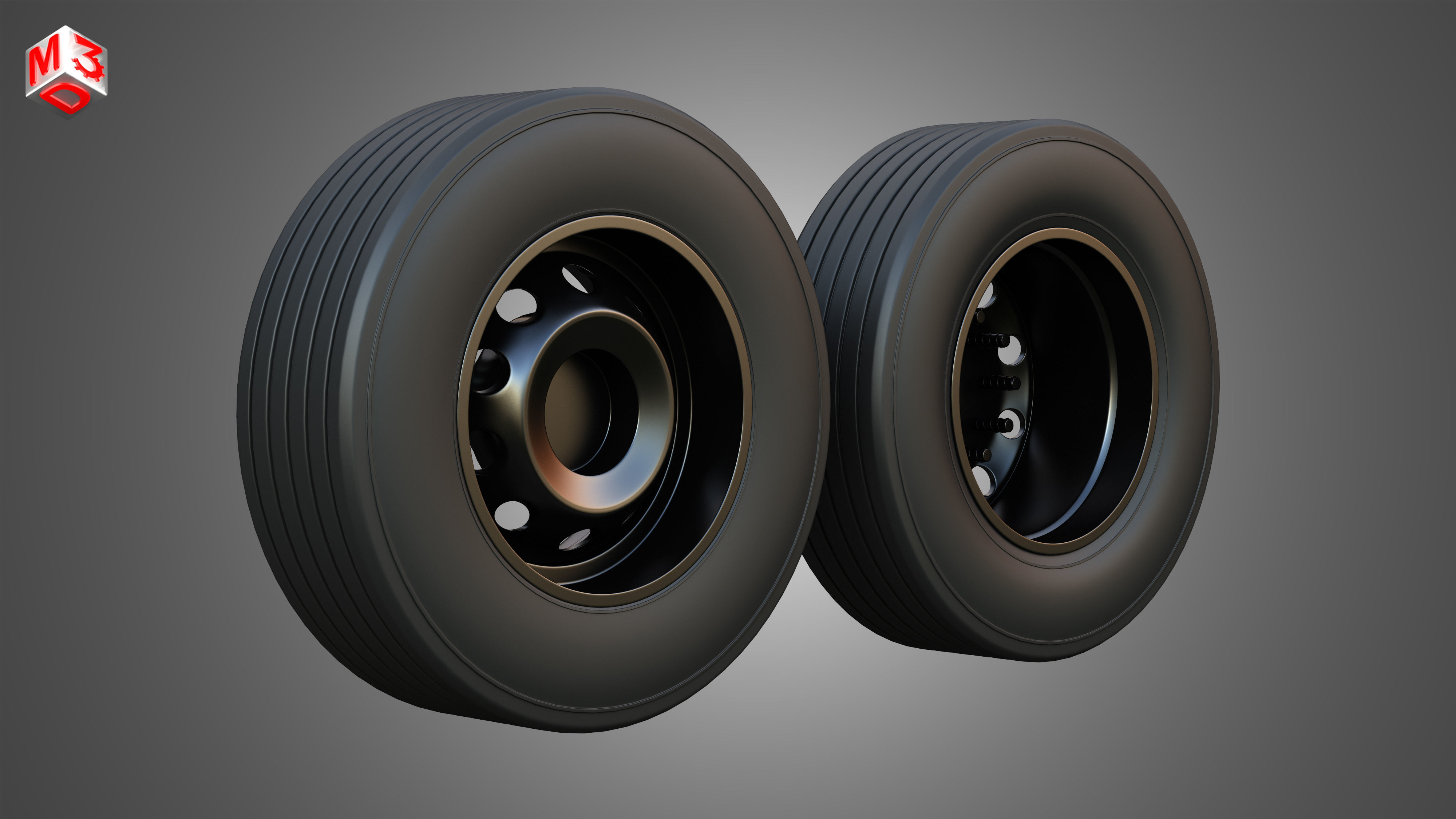 Twin Truck Wheels and Tires TWT4 3D print model_4