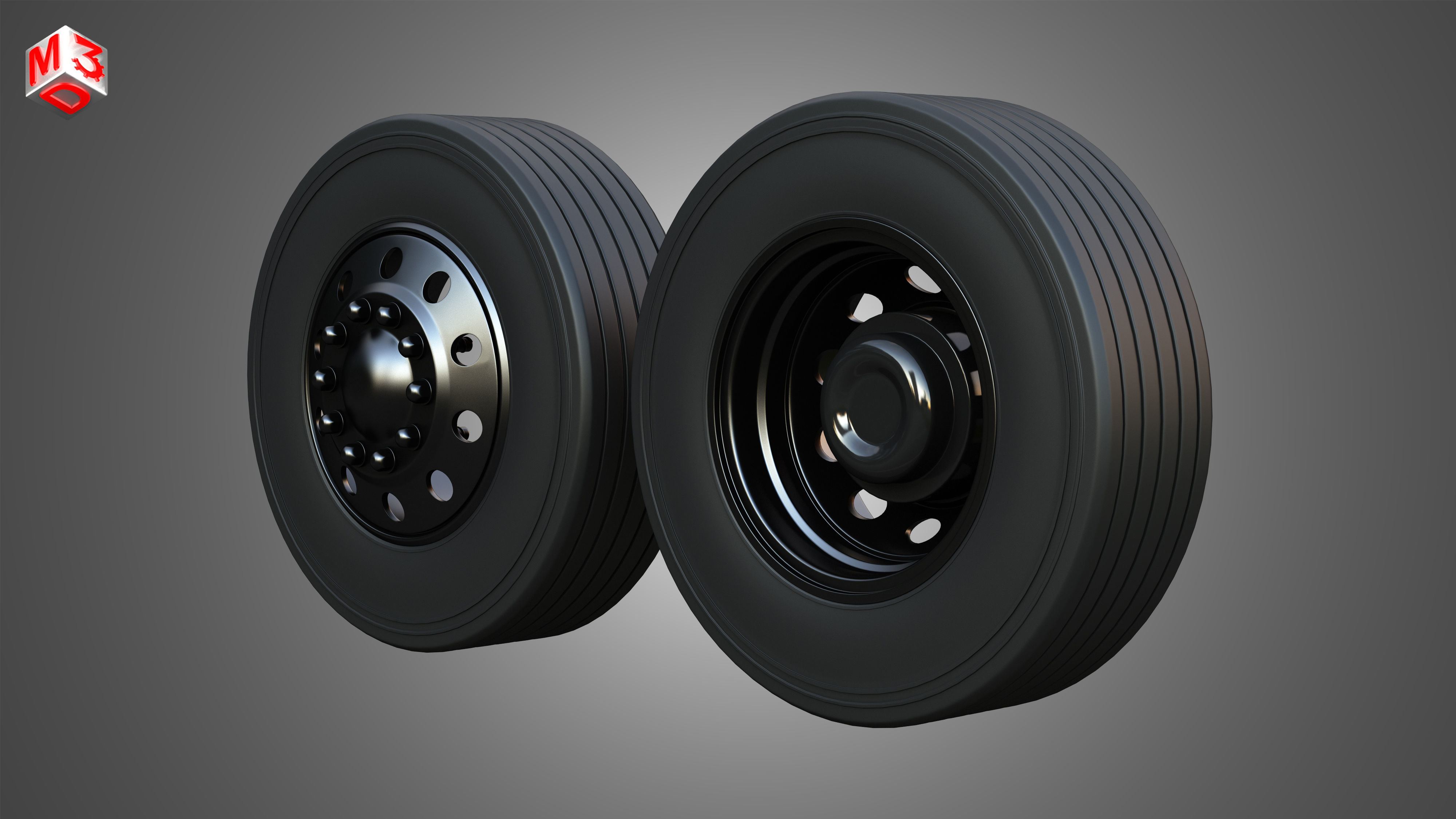 Twin Truck Wheels and Tires TWT4 3D print model_3