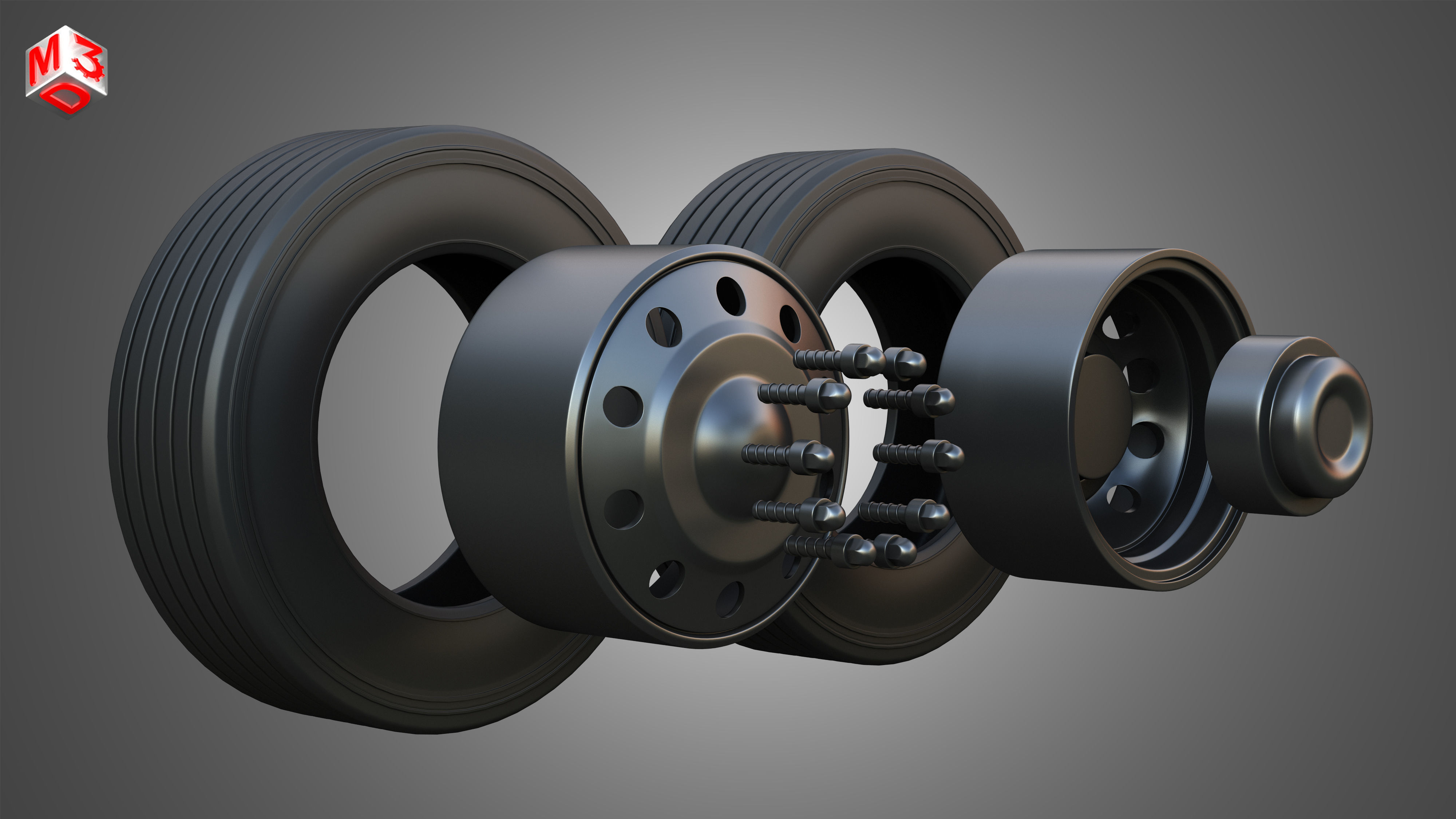 Twin Truck Wheels and Tires TWT4 3D print model_12