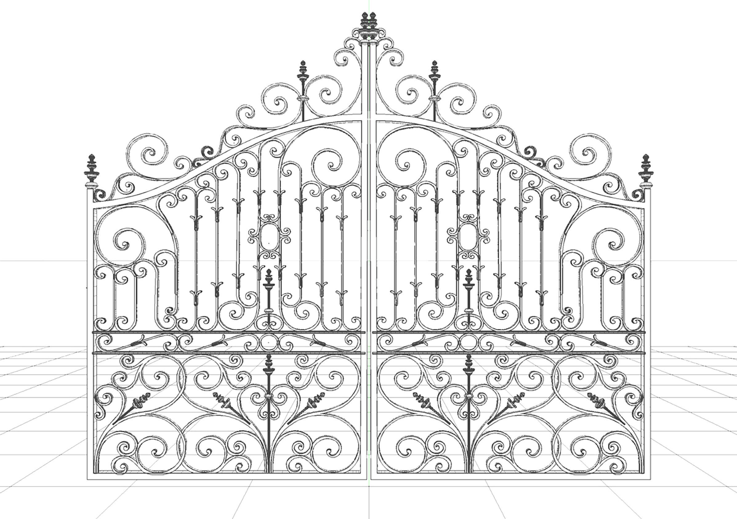 Ornate Cast Iron Gates 3D model_4