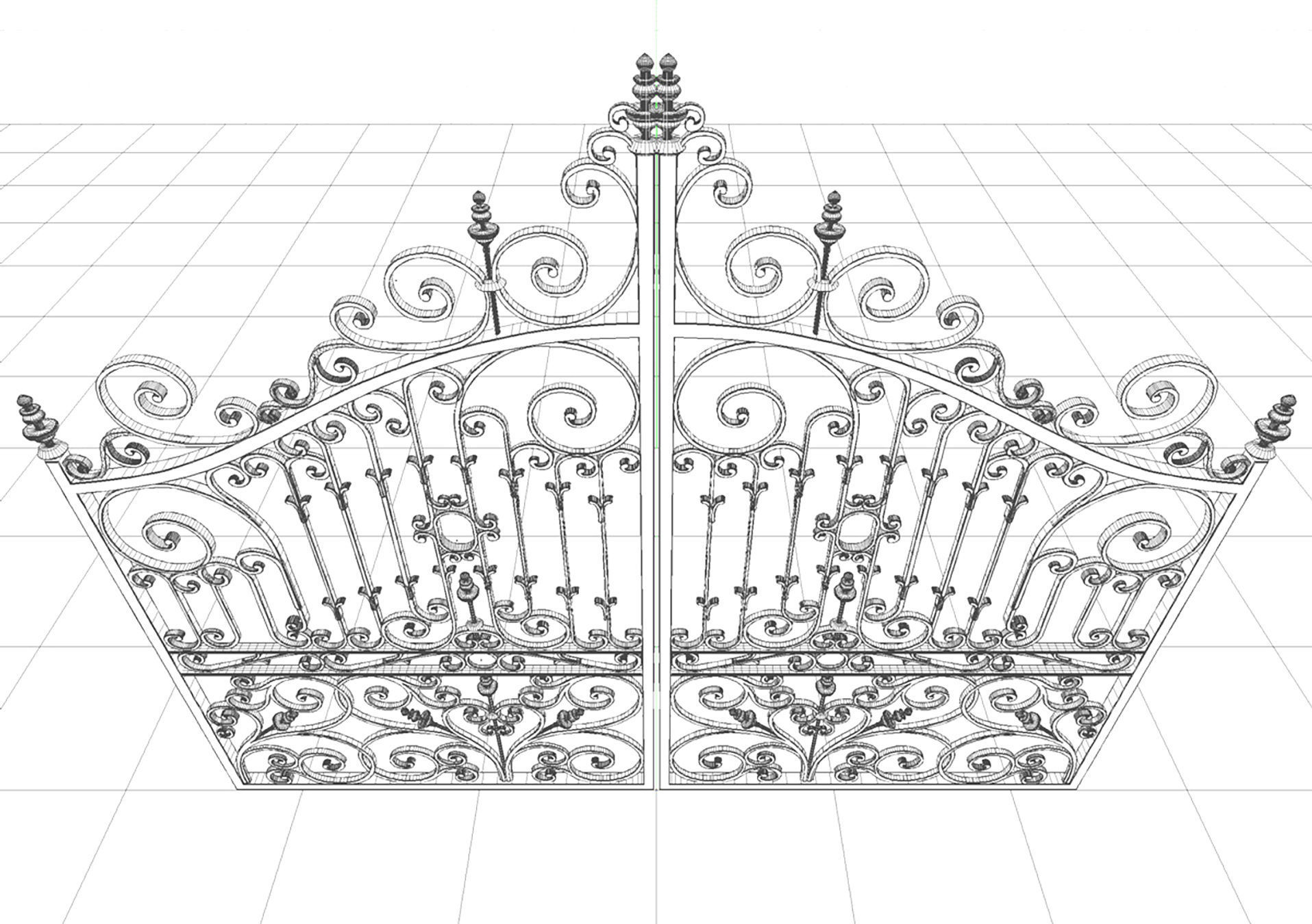 Ornate Cast Iron Gates 3D model_3