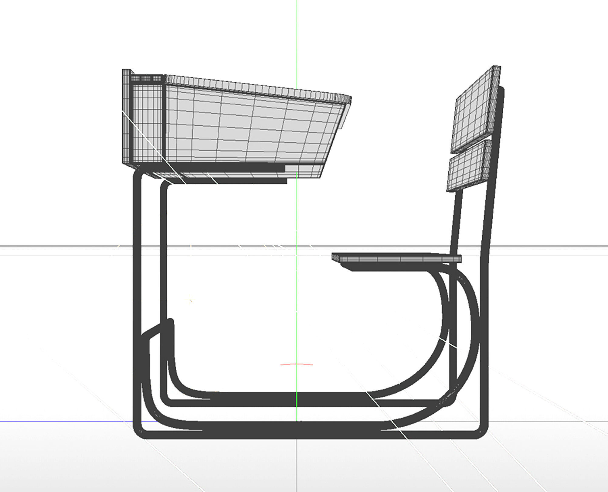 Vintage School Desk 3D model_3