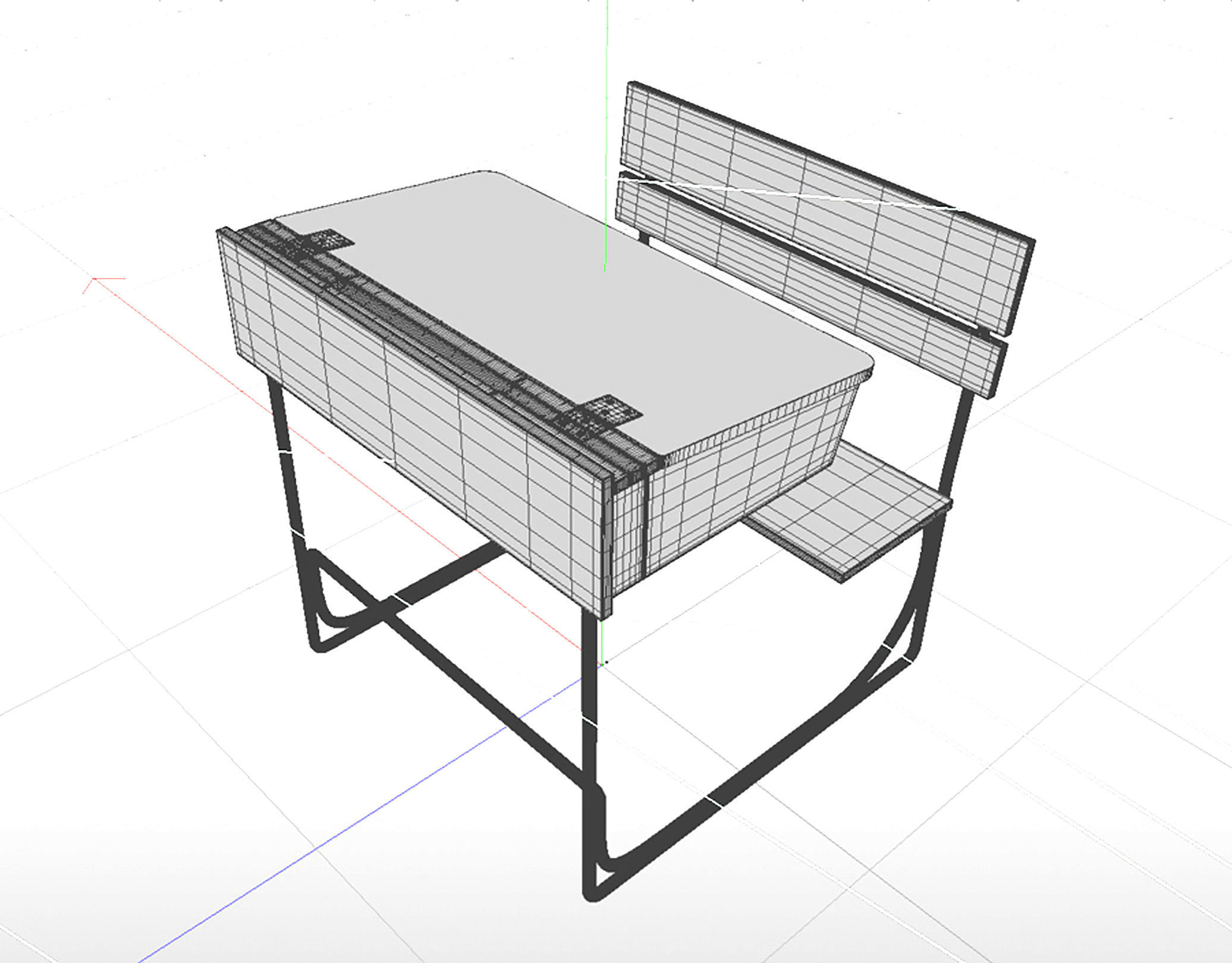 Vintage School Desk 3D model_4