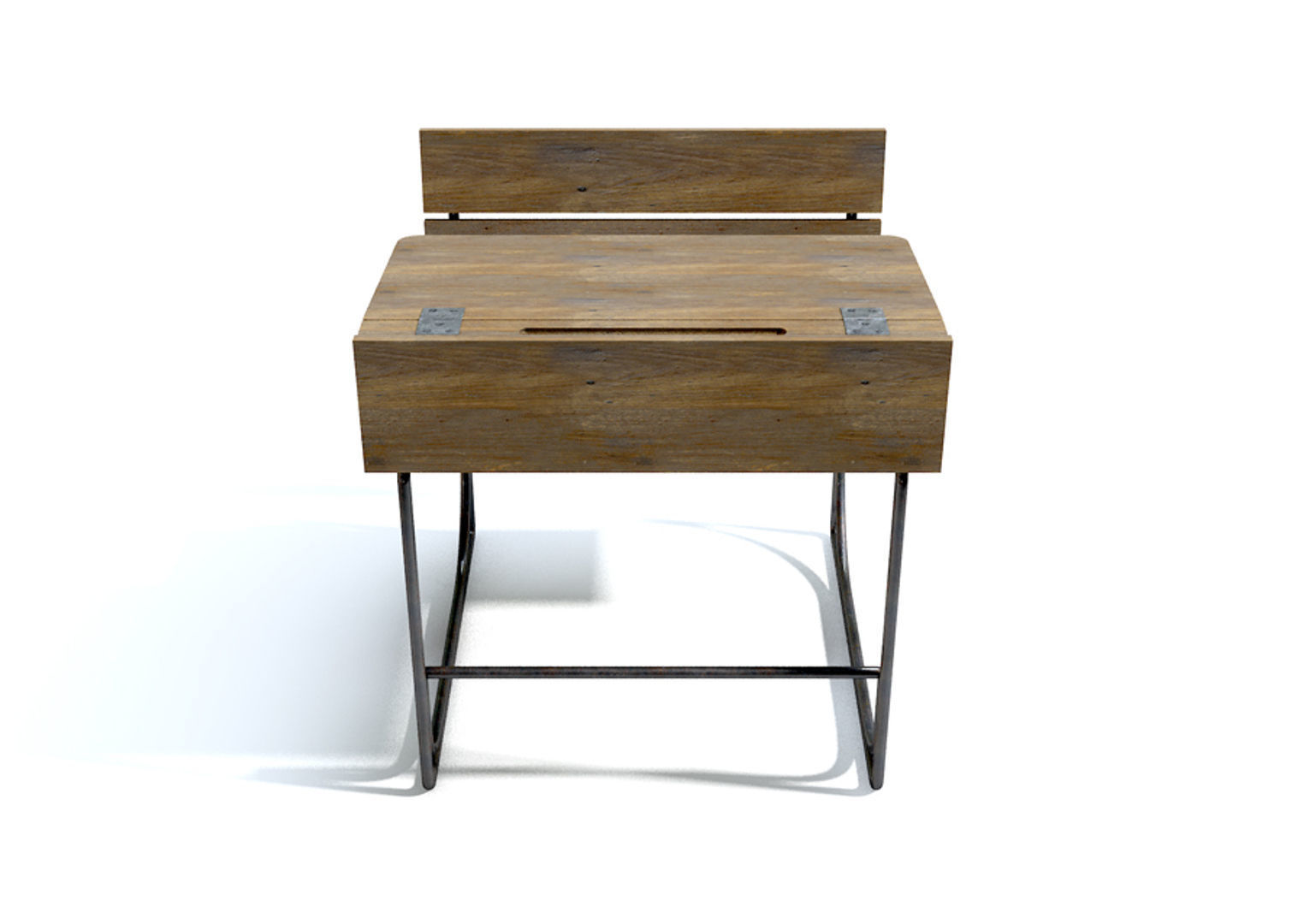Vintage School Desk 3D model_1