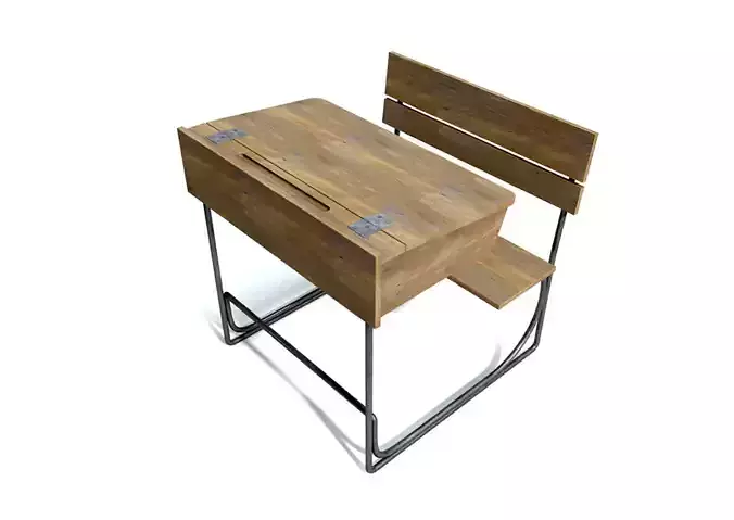 Vintage School Desk 3D model