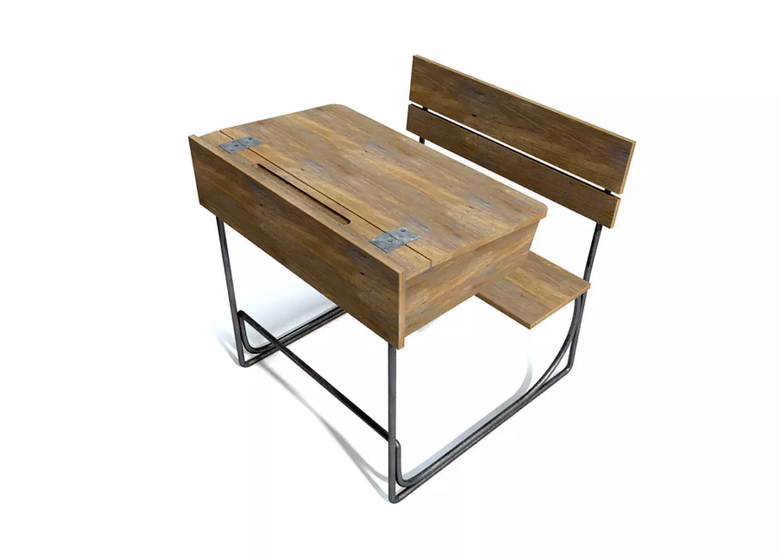 Vintage School Desk 3D model_0