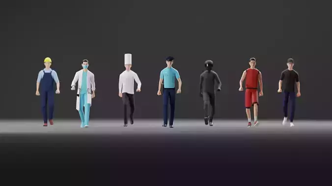 Male Pack 02 - Lowpoly - Rigged