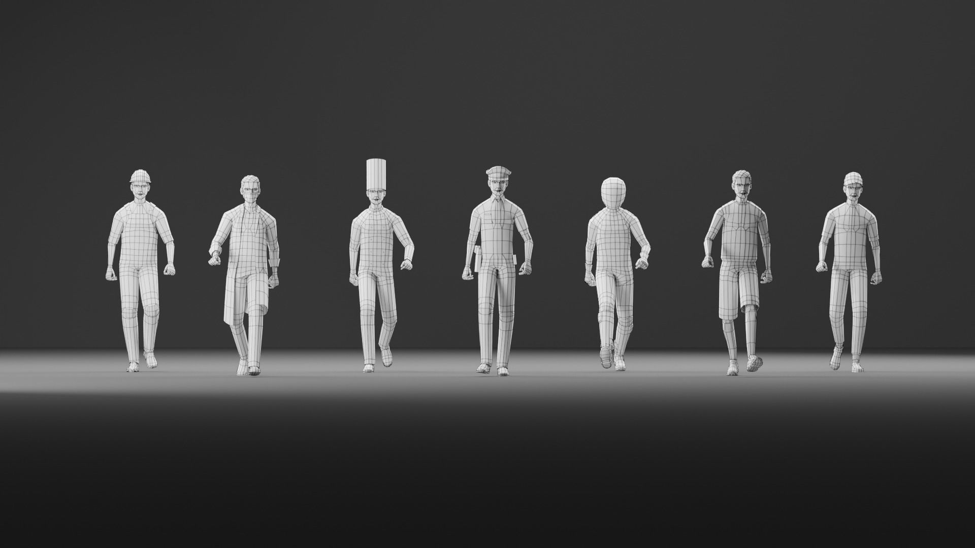 Male Pack 02 - Lowpoly - Rigged Low-poly 3D model_1