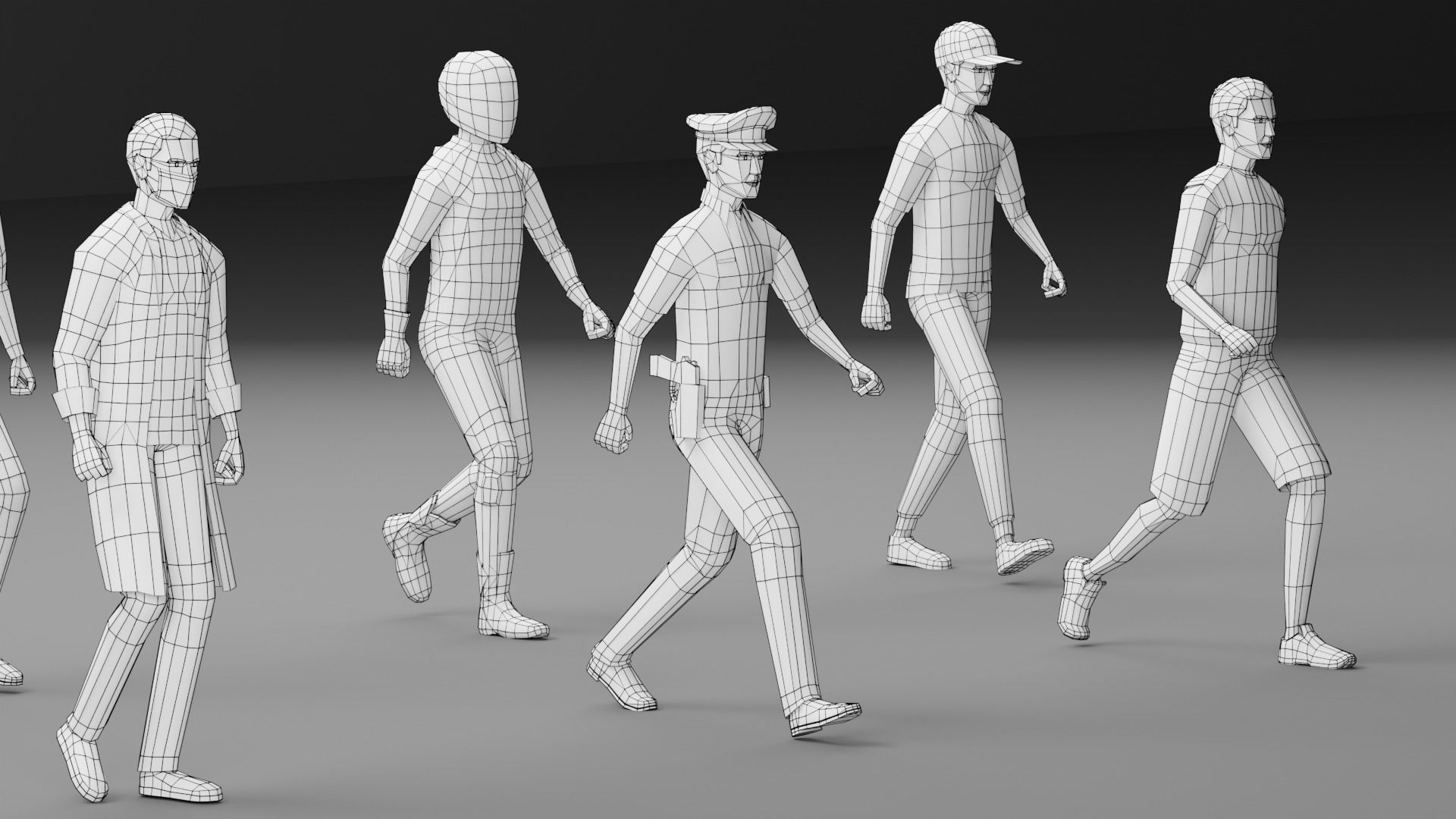 Male Pack 02 - Lowpoly - Rigged Low-poly 3D model_9