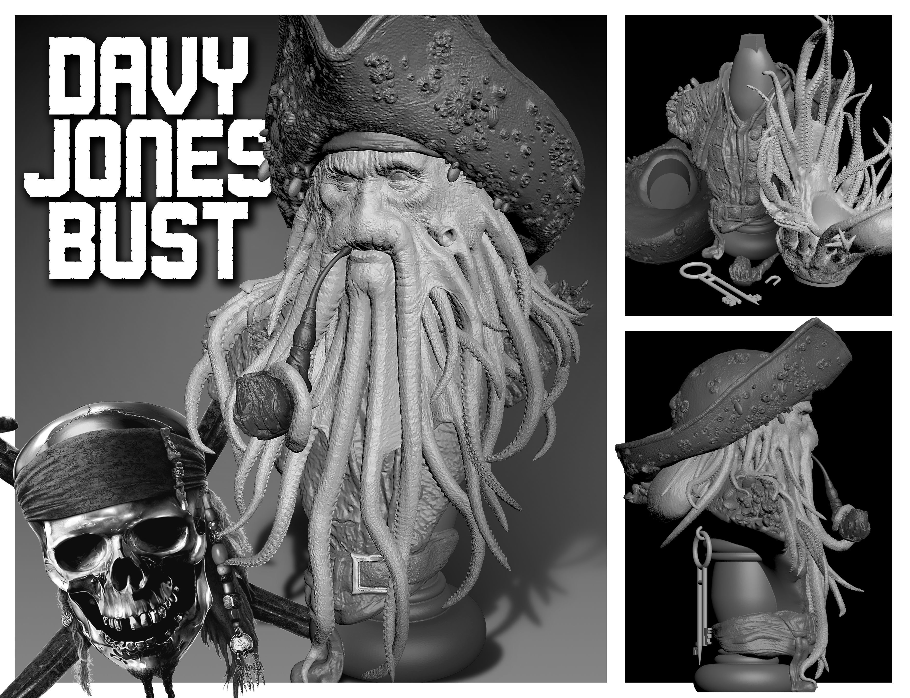 Davy Jones Bust - Pirates of the Caribbean 3D print model_3