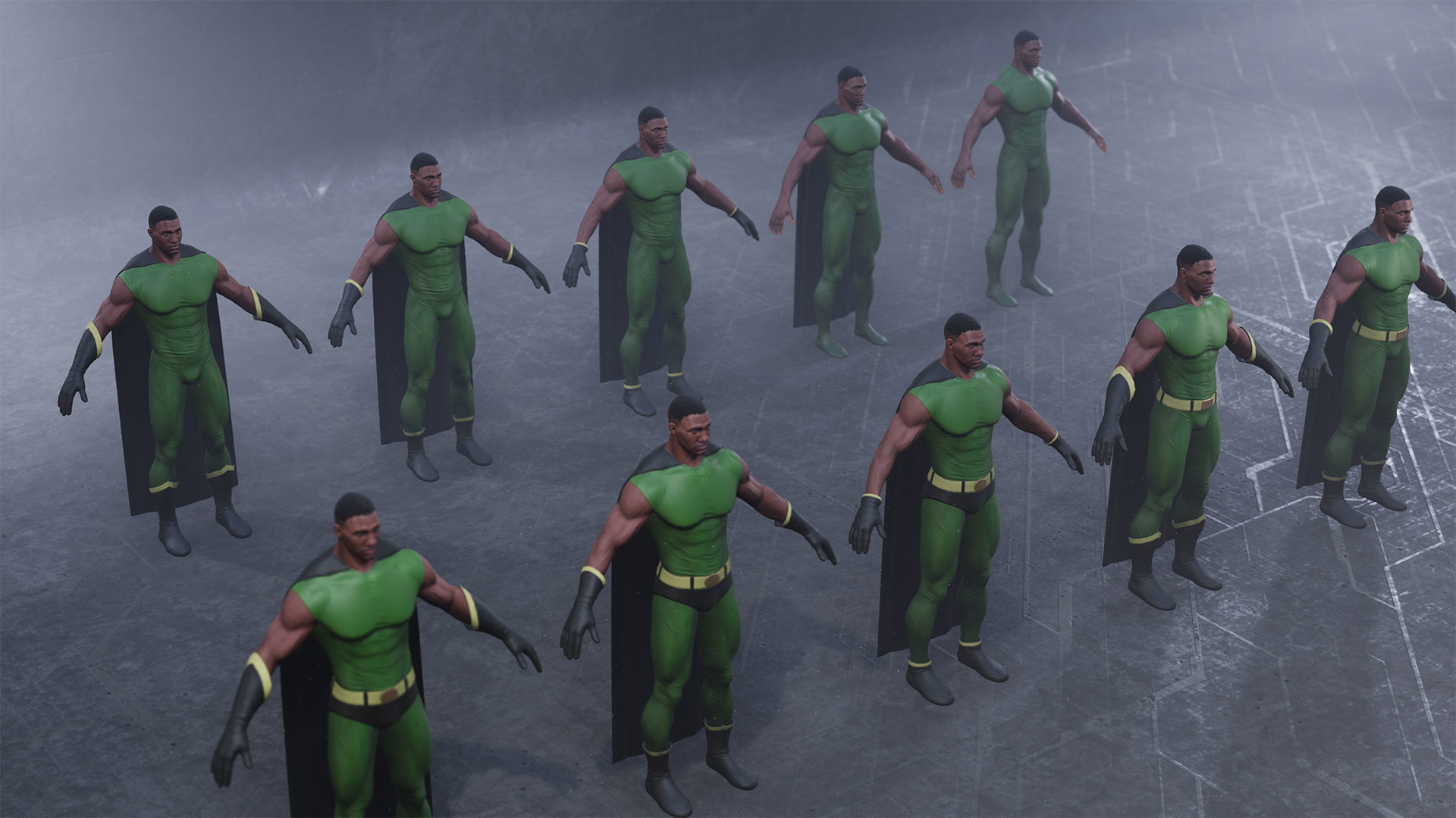 Superhero Constructor Male Skin Pack 1 UE pack Low-poly 3D model_8