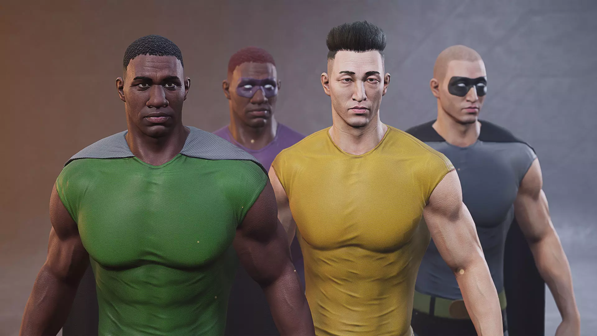 Superhero Constructor Male Skin Pack 1 UE pack Low-poly 3D model_0