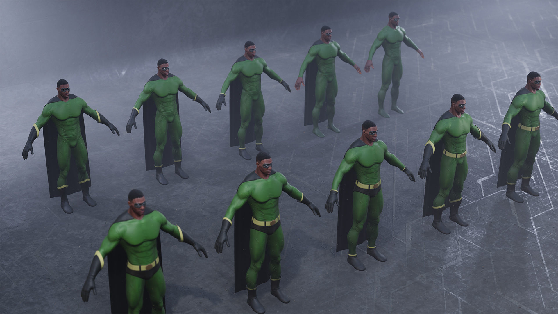 Superhero Constructor Male Skin Pack 1 UE pack Low-poly 3D model_9