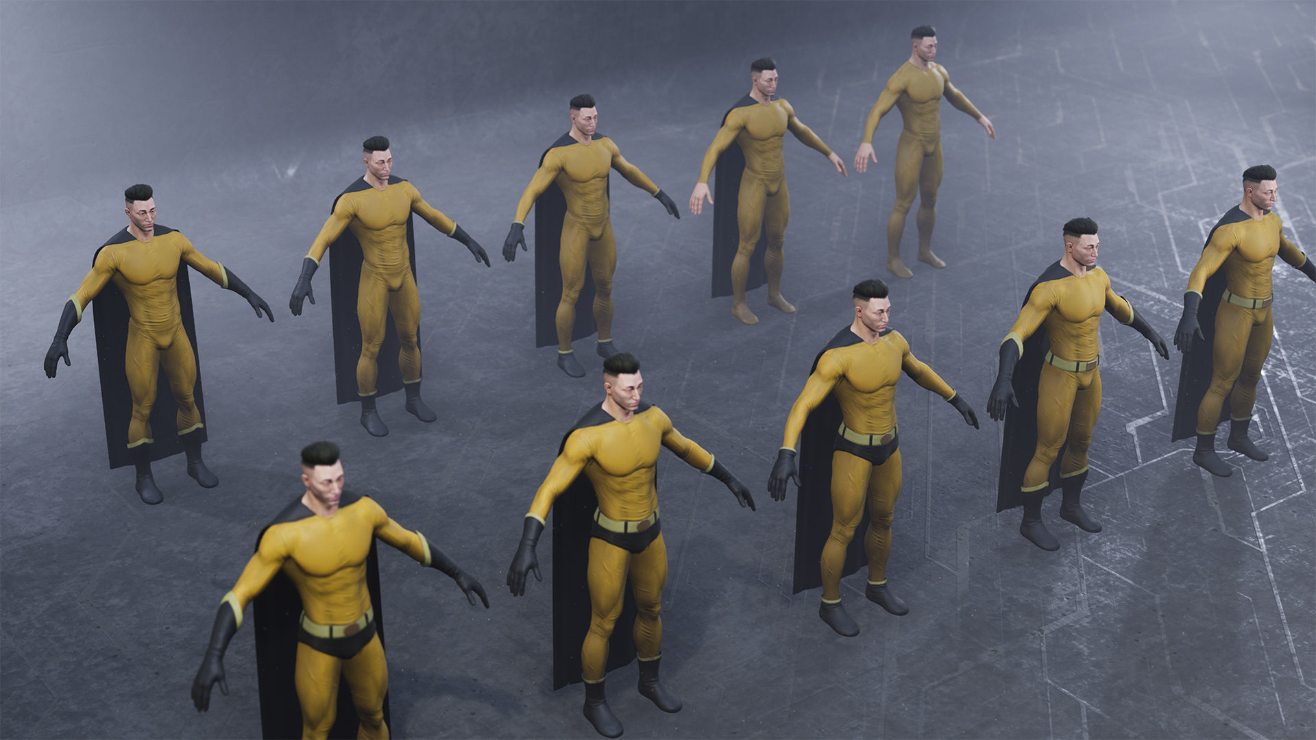 Superhero Constructor Male Skin Pack 1 UE pack Low-poly 3D model_19