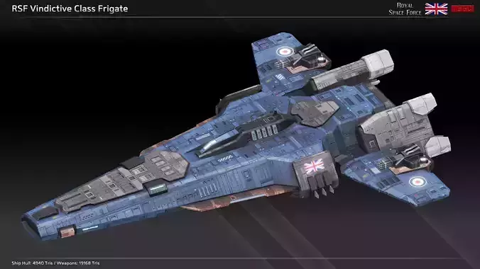 RSF Spaceship Vindictive Class Frigate Low-poly 3D model