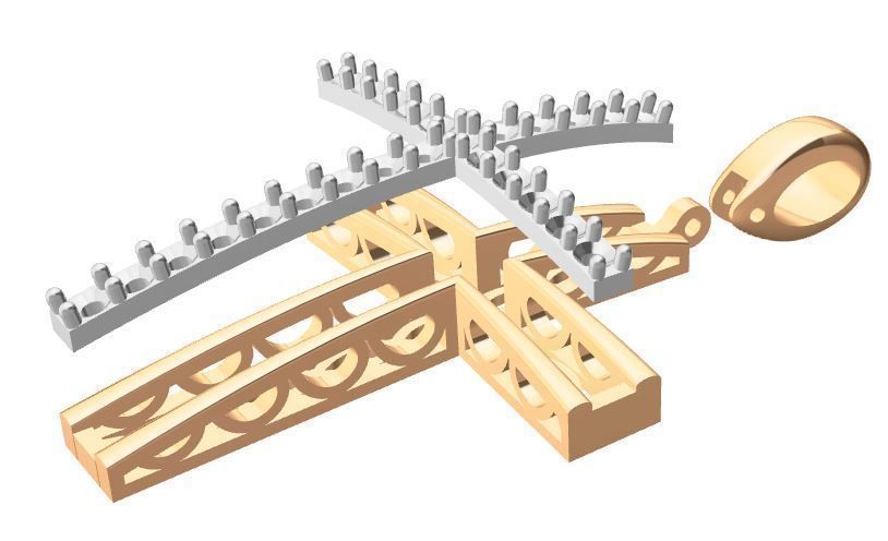 cross 25 stones 3D print model_2
