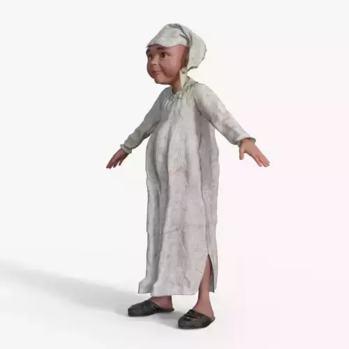 Cartoon Man in Nightgown Low-poly 3D model
