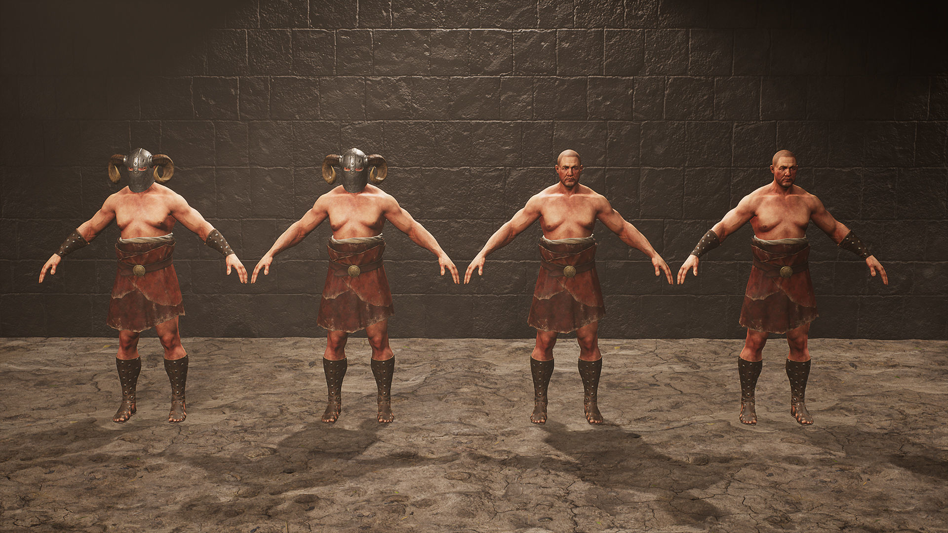 Medieval Male Warrior UE asset pack Low-poly 3D model_3