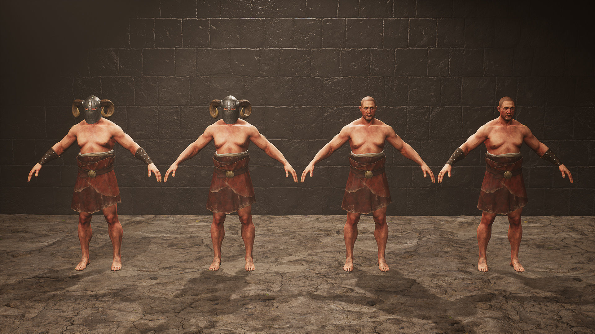 Medieval Male Warrior UE asset pack Low-poly 3D model_4