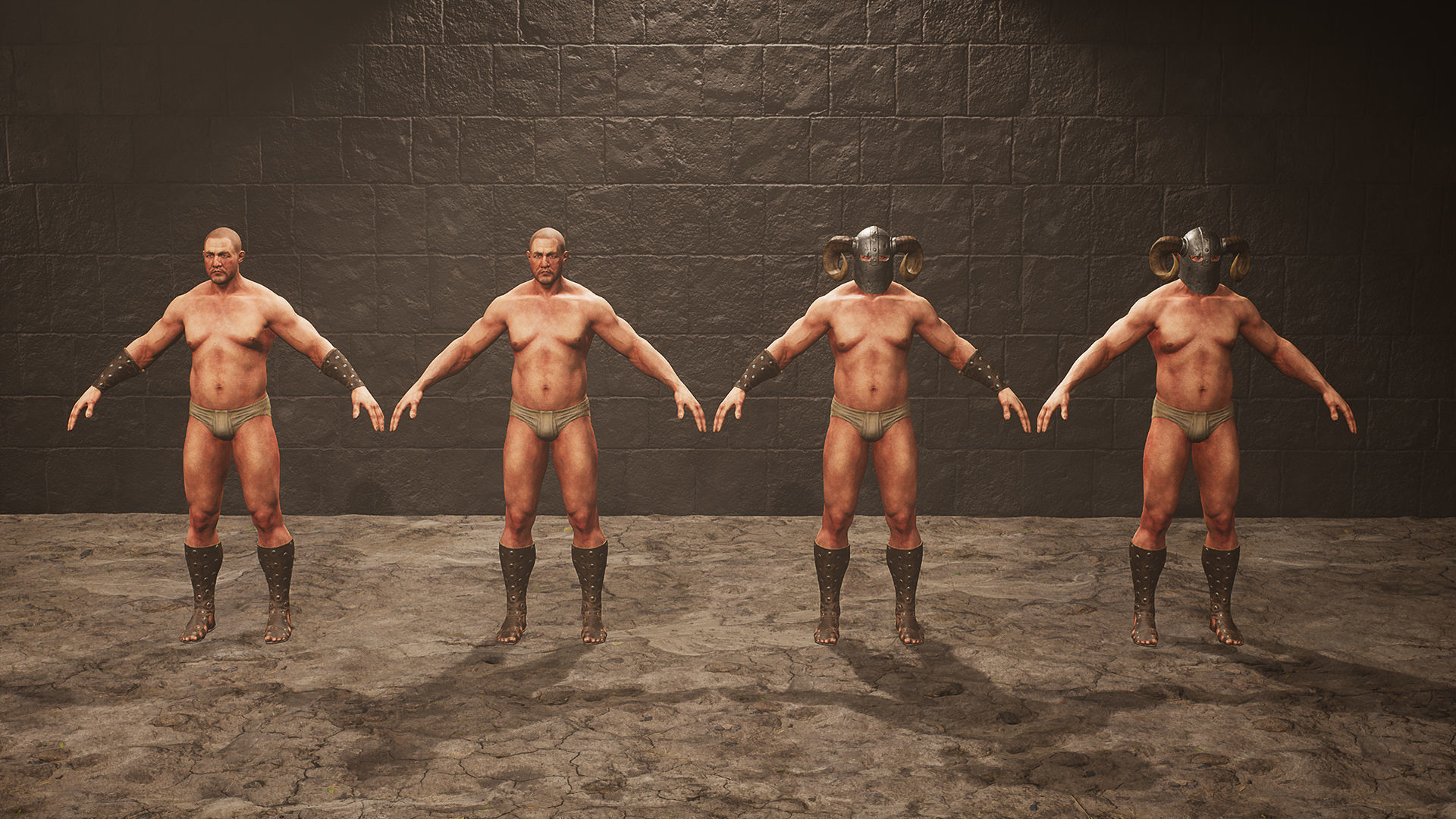 Medieval Male Warrior UE asset pack Low-poly 3D model_5