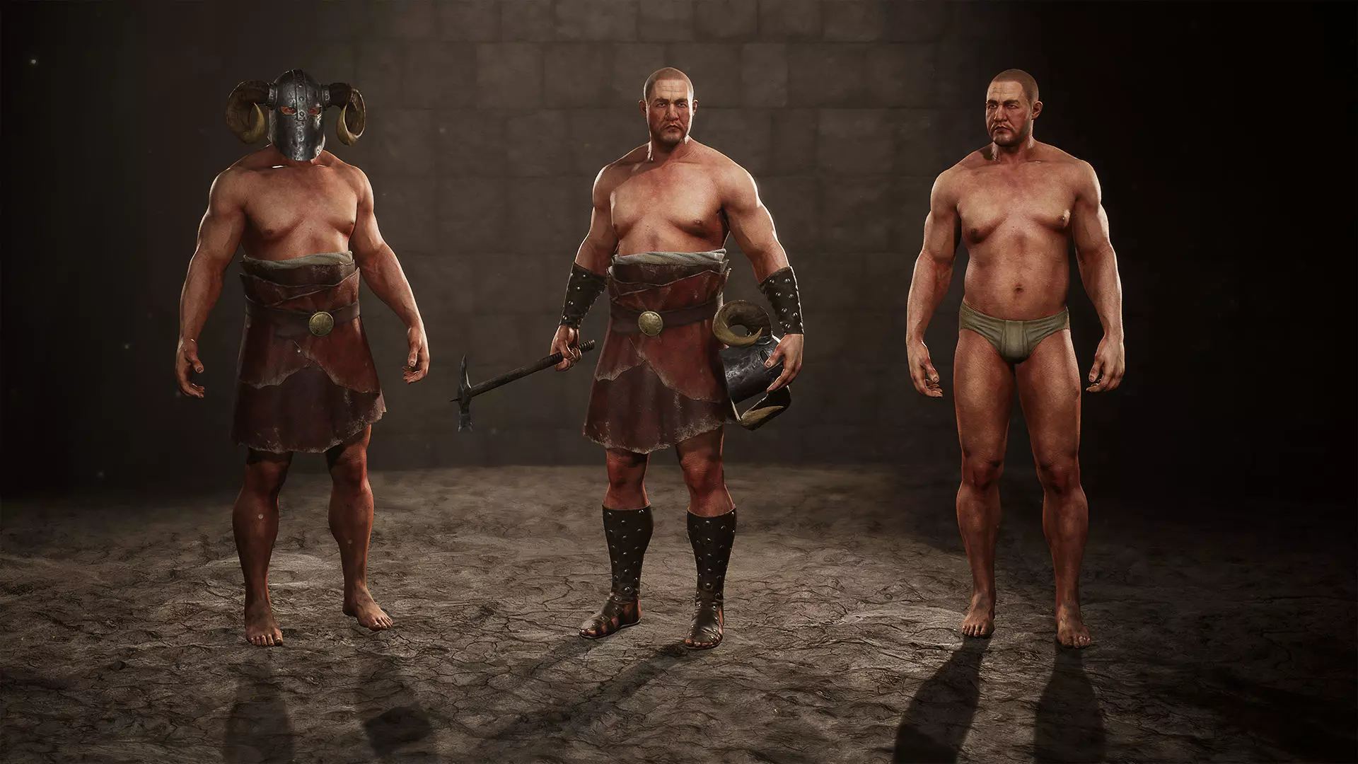 Medieval Male Warrior UE asset pack Low-poly 3D model_0