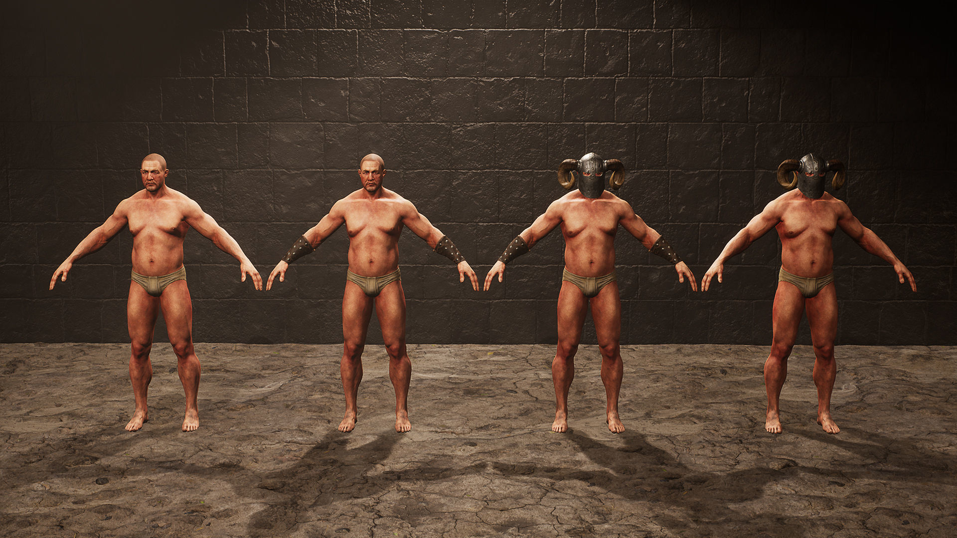 Medieval Male Warrior UE asset pack Low-poly 3D model_6