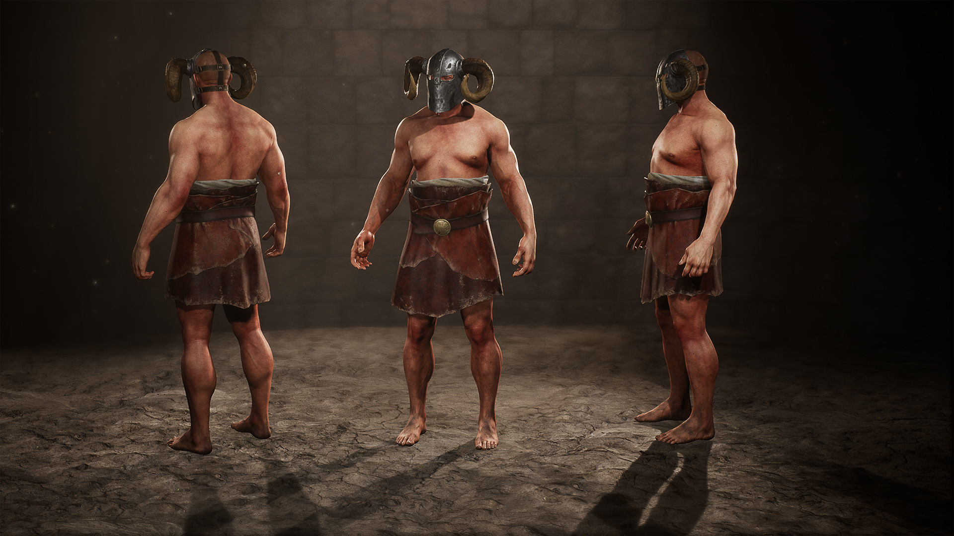 Medieval Male Warrior UE asset pack Low-poly 3D model_1