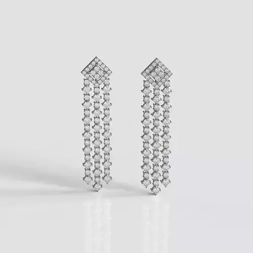 long dangle earrings with round gemstones 3D print model