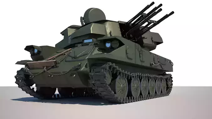 Mid poly model of ZSU-23-4 Shilka Low-poly 3D model