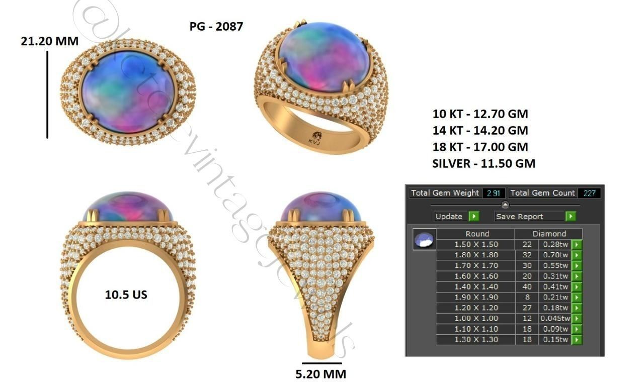 Opal High Class Rings with gemstones and diamonds 3D print model_4