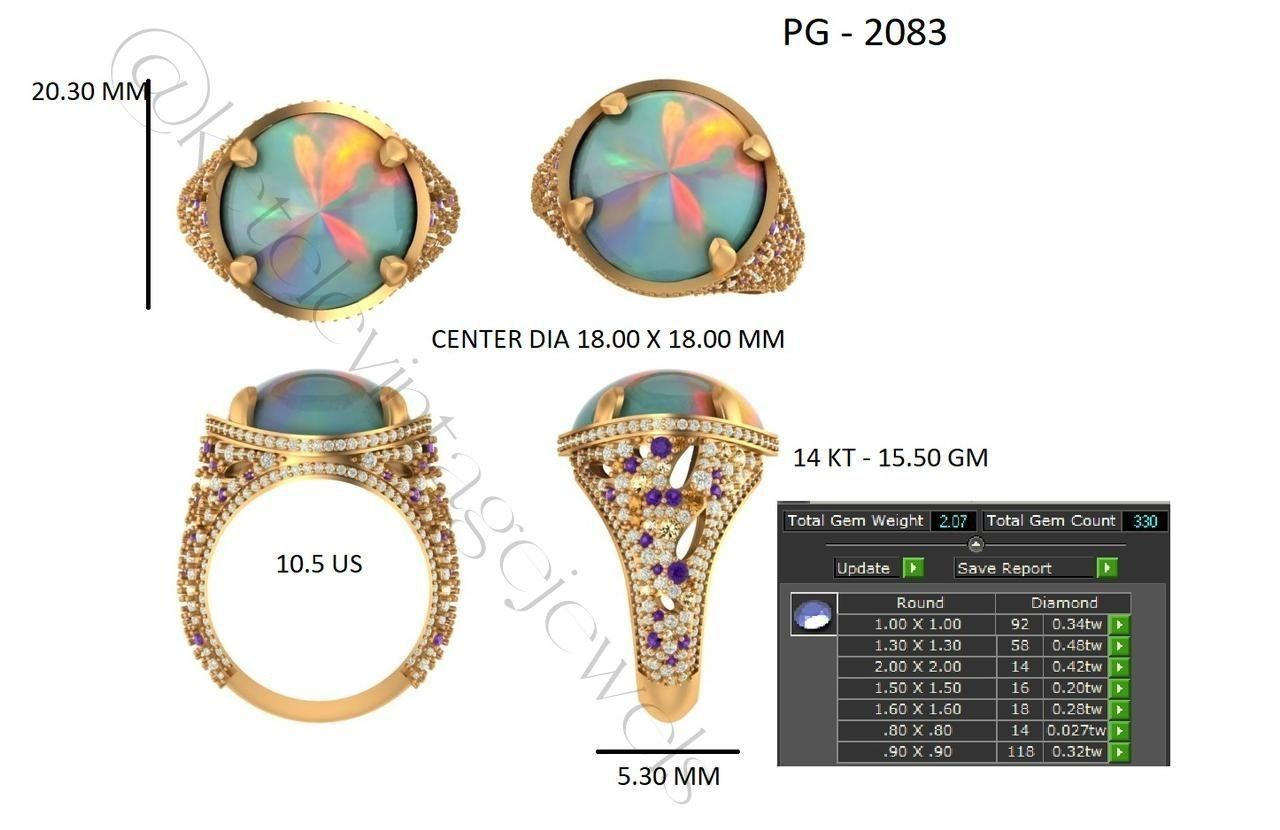 Opal High Class Rings with gemstones and diamonds 3D print model_2