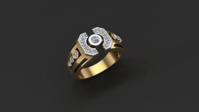 Elegant Golden Men Ring 3D print model