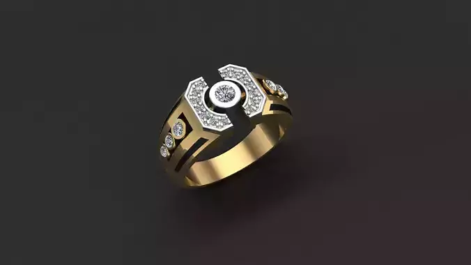Elegant Golden Men Ring 3D print model