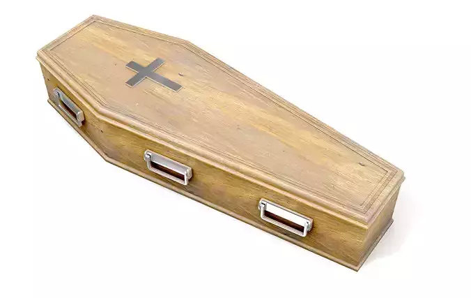 Wooden Coffin And Crucifix 3D model