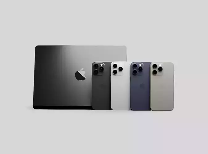 Apple iPhone 15 Pro Max and MacBook Pro M3 14 inch 2023 3D Model Collection